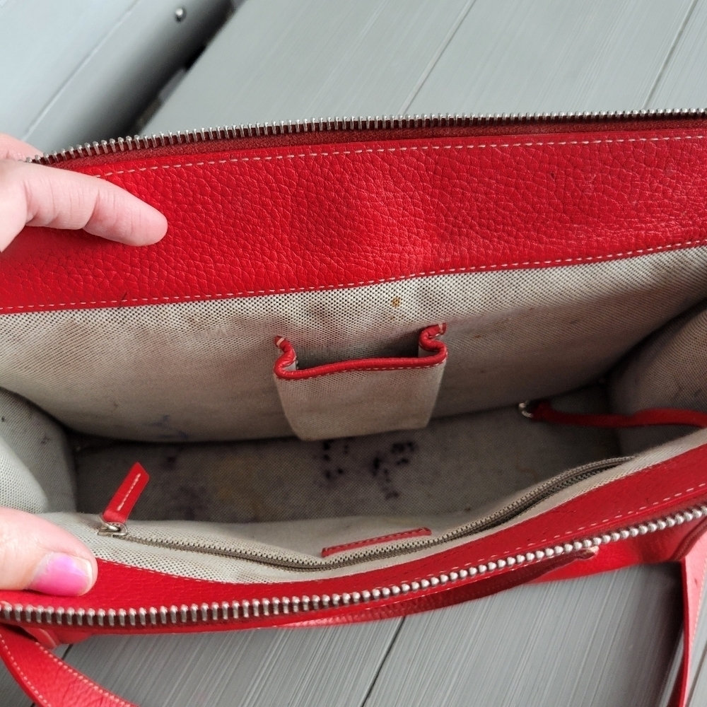 Dooney & Bourke Red Pebbled Leather Tote Bag Crossbody Purse Wallet - Picture 8 of 12